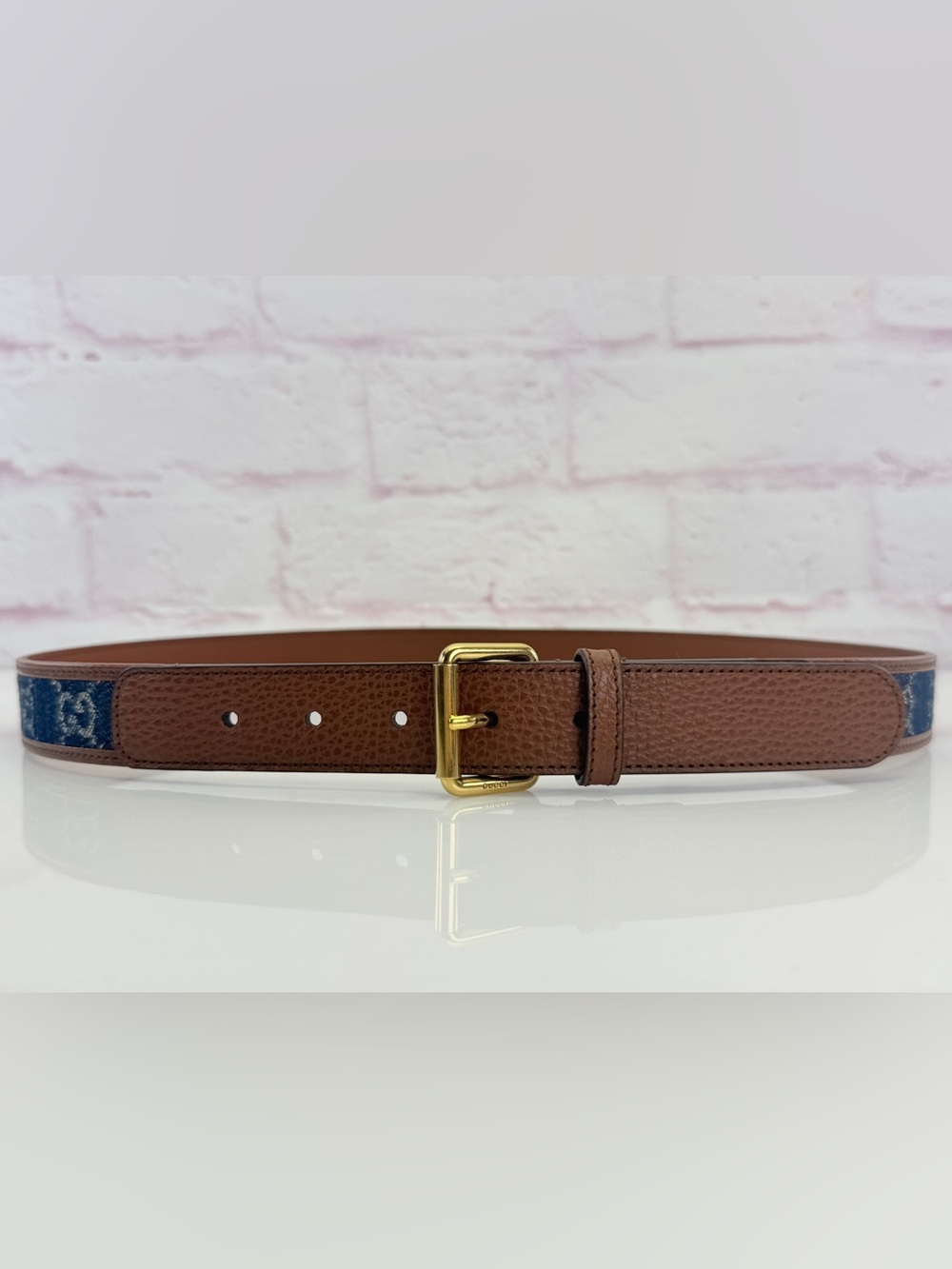 Gucci Gg Denim Jacquard Belt 678694 90/36